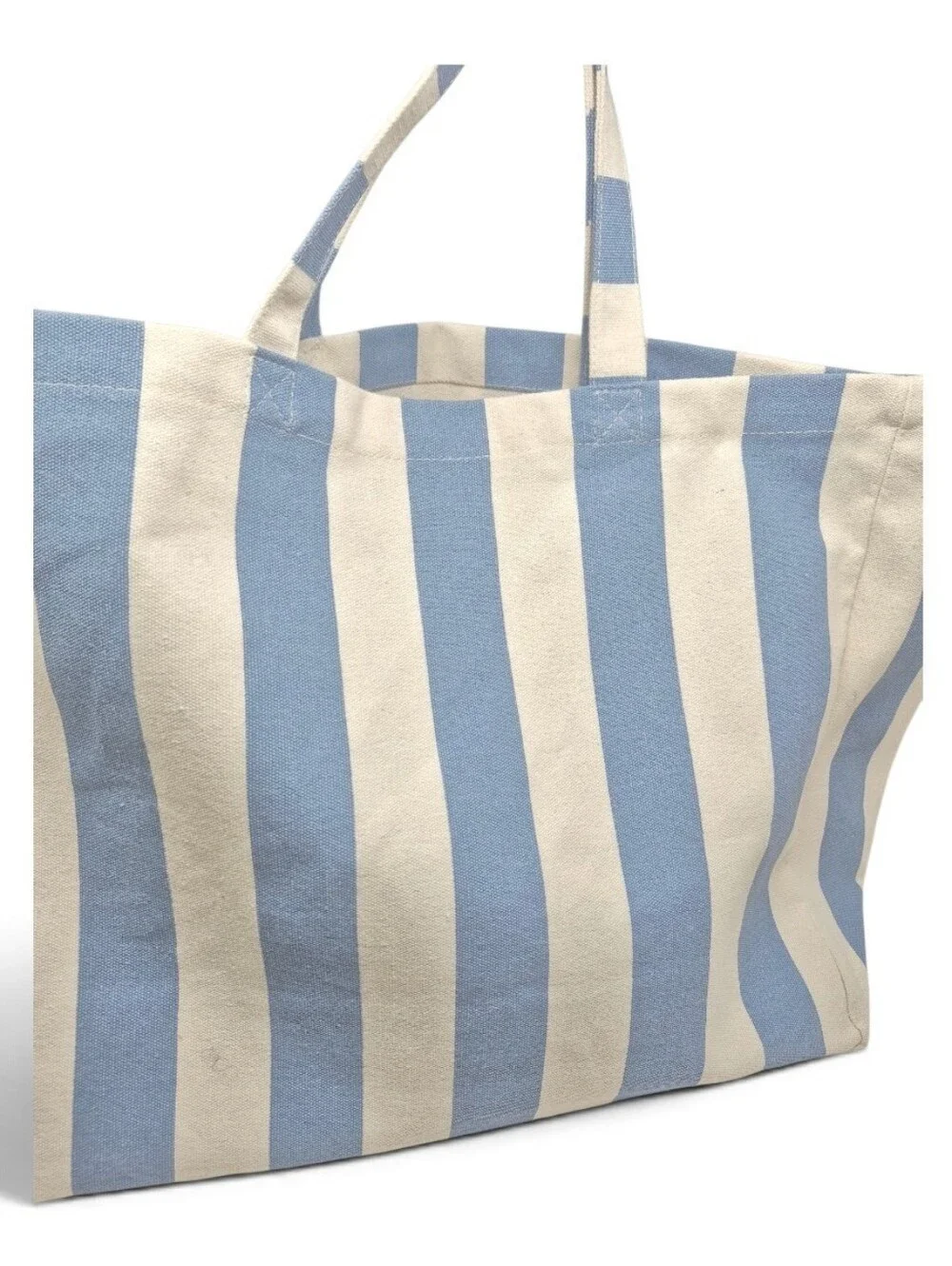 Sézane Blue and White Striped Messenger Tote